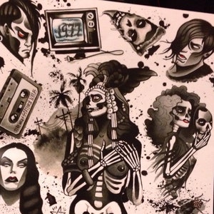 Misfits 1977 tattoo flash sheet