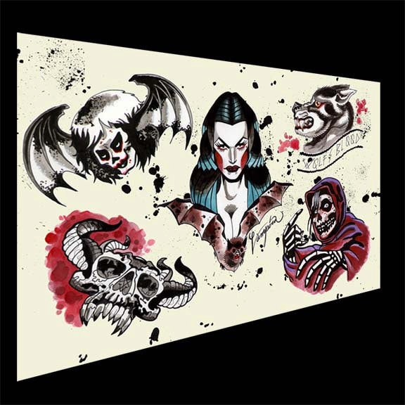 Halloween Tattoo Flash Danzig Misfits Samhain Print Signed and