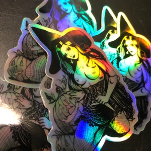 Adesivos de holograma bruxa abóbora escultor Halloween deusa gótica - HEavy DUty VInyl
