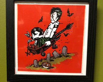 misfits danzig doyle cartoon art print cemetery coffin pumpkin horror punk for your haunted house