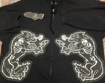 Werewolf Of The Woods XTRA LARGE patch -sew or glue on - wolf goth skeleton unique metal art for vest jacket hoodie