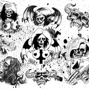 halloween tattoo flash danzig misfits samhain print signed and numbered by the artist image 4