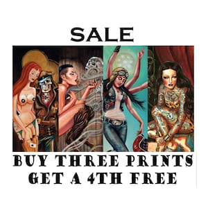 Sale for the holiday shopper buy three prints get one free keep one for yourself! gothic halloween art for your haunted house decor