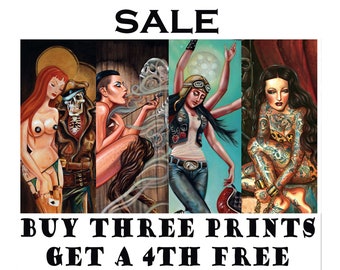 Sale for the holiday shopper buy three prints get one free keep one for yourself! gothic halloween art for your haunted house decor