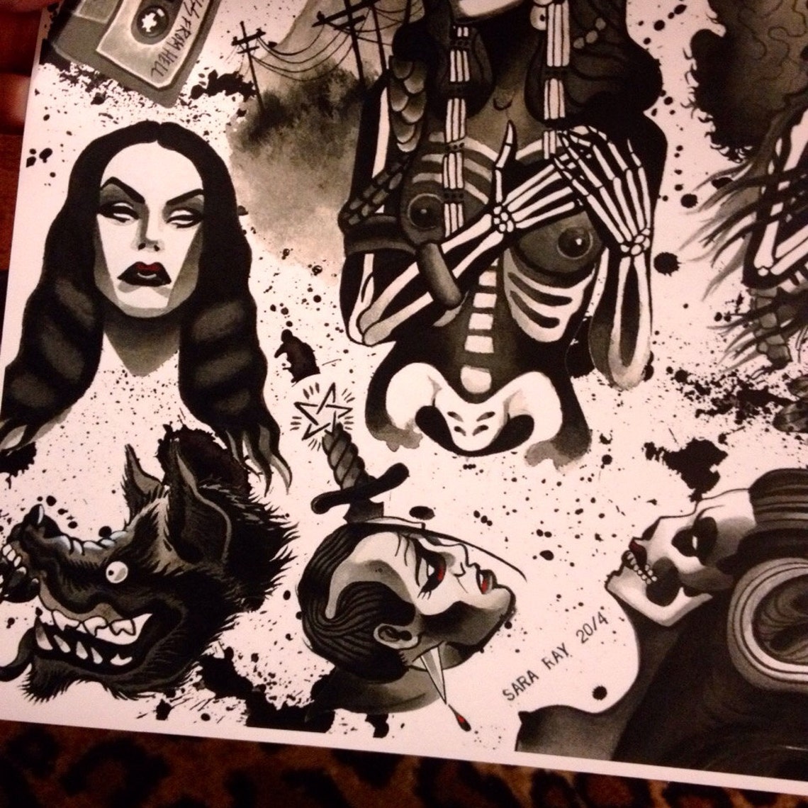 Misfits 1977 Tattoo Flash Sheet Etsy