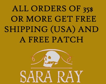 All orders of 35.00 get free shipping in the USA and a free patch