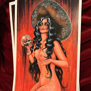 Malicious Day of the dead pin up tattoo print pin up lady death art skeleton memento mori 11" x17" Halloween wall decor