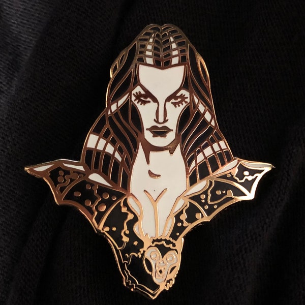 IN STOCK!-The Vamp glow in the dark ! custom hard enamel vampire pin gothic halloween art tattoo flash bat funeral ready