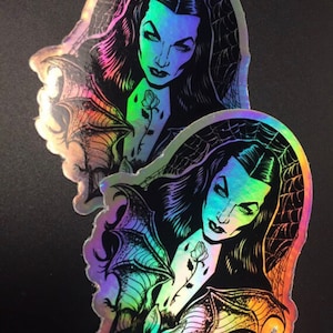 Hologram Stickers vampira goth goddess - HEavy DUty VInyl