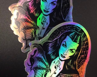 Hologram Stickers vampira goth goddess - HEavy DUty VInyl