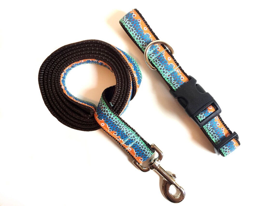 Trout Dog Collar Dog Collar Flyfishing Rainbow Trout Brown Etsy