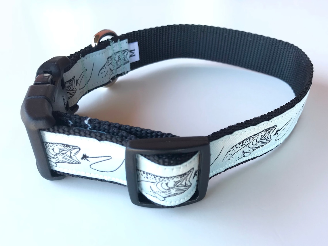 Fly Fishing Dog Collar Trout Dog Collar Gender Neutral Dog Etsy