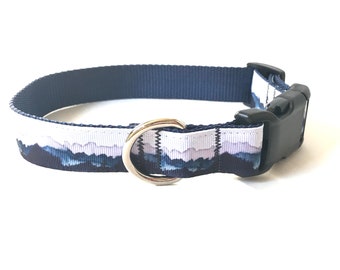 Mountains Dog Collar - Snowy Mountains Dog Collar - Winter Dog Collar - Montana Collar and Leash Set