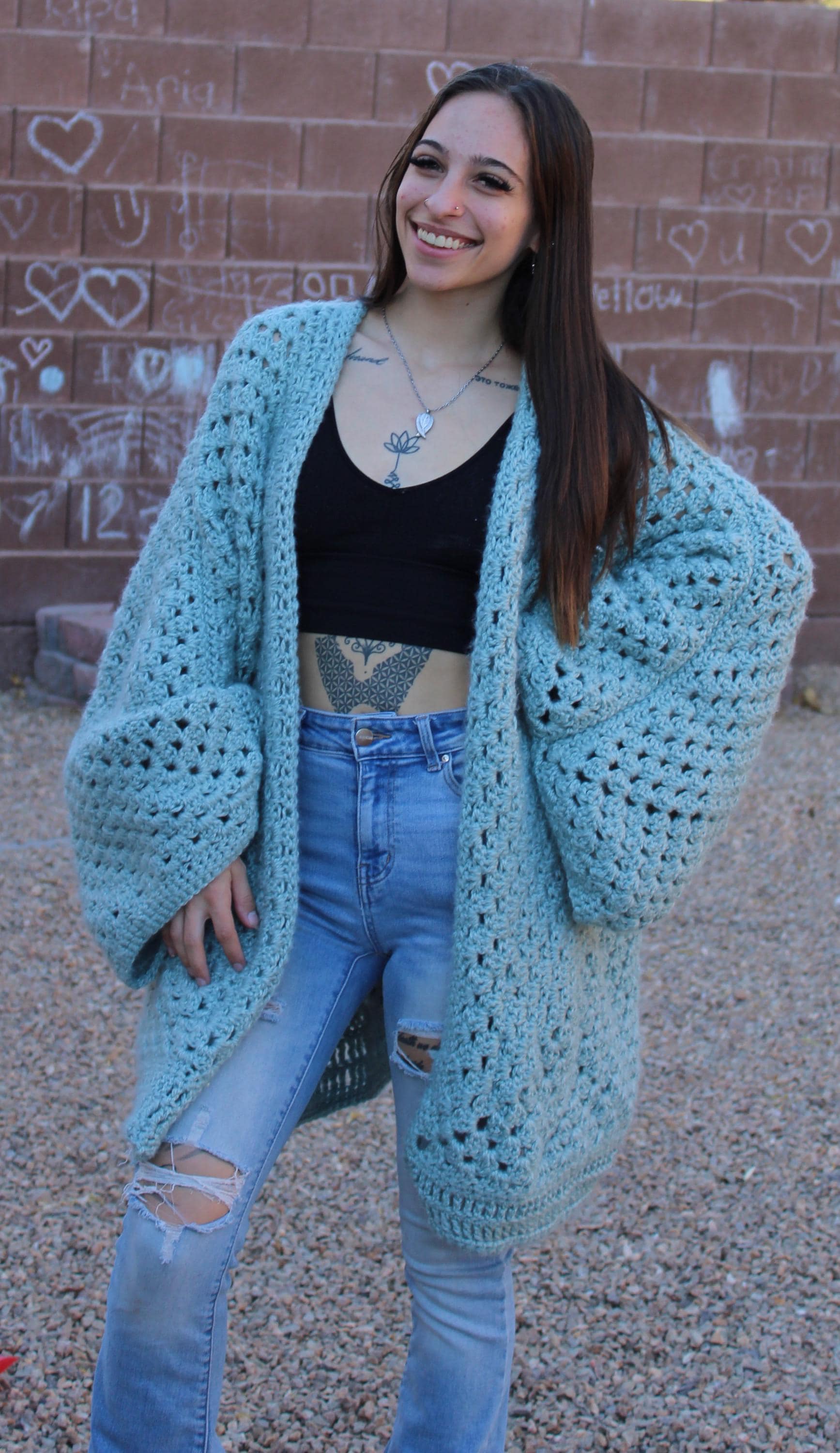 O Project カーディガン chunky knitted cardigan Handmade Crochet Hexagon Cardigan: Oversized Fuzzy Sweater - Etsy