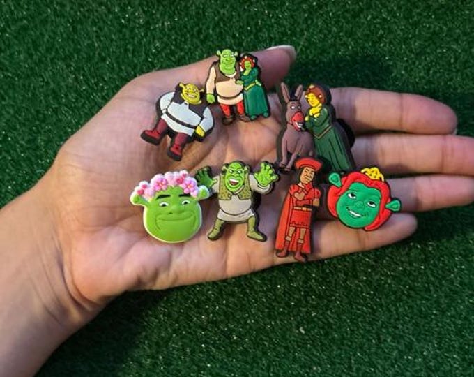 Shrek and Fiona Love Charms Set - PVC Charms for Crocs, Shoes, Accessories - Donkey and Villain Charms, Shrek Fan Gift, Funny Charm Set