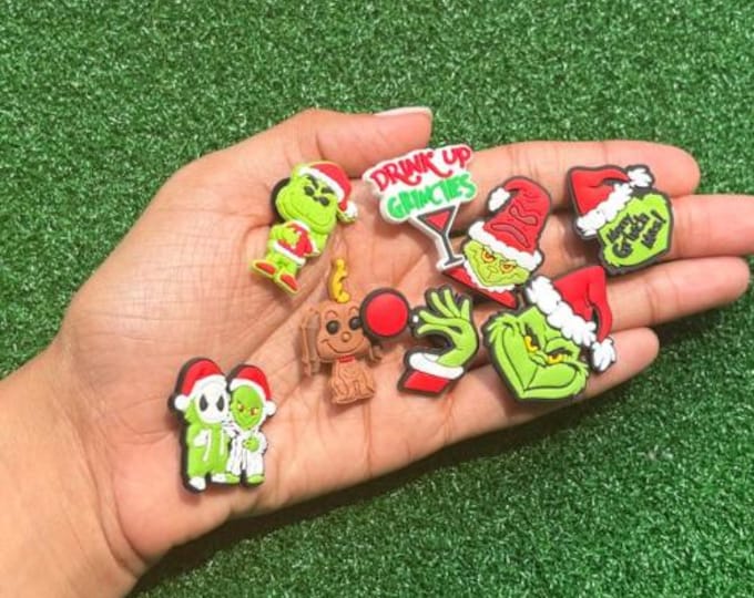 The Grinch Xmas Charms Set - Grinch, Shoes, Accessories - Christmas Gift, Holiday Decor, Grinch Fan Gift
