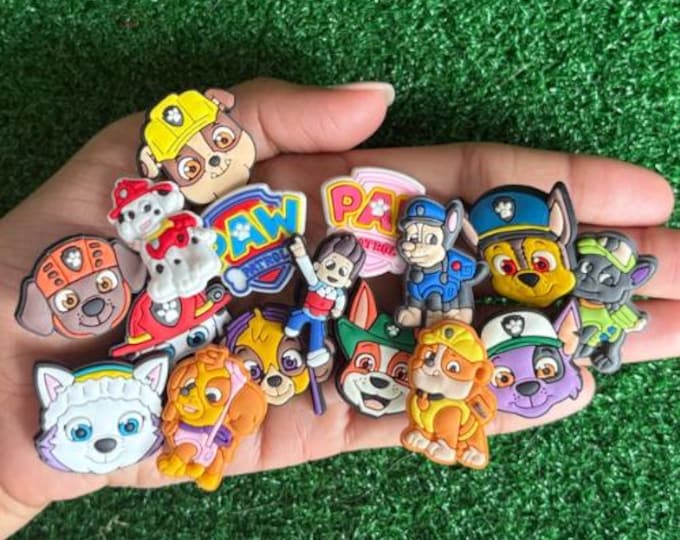 Paw Patrol Charms Set - Cute PVC Charms for Crocs, Shoes, Accessories - Kids Party Favor, Personalized Gift, Paw Patrol Fan Gift