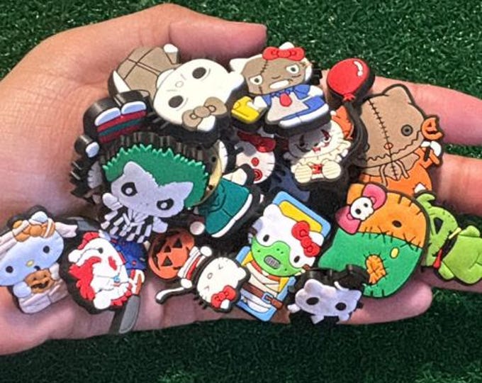 Hello Kitty Halloween Charms Set - PVC Charms for Crocs, Shoes, Accessories - Halloween Costumes, Disney Halloween, Spooky Charms
