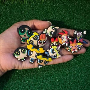 Powerpuff Girls Charms Set - PVC Charms for Crocs, Shoes, Accessories - Cartoon Gift, Fun Powerpuff Girls Gift, Kids Charm Set