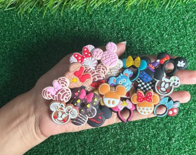 Mickey and Minnie Ears Charms Set - PVC Charms for Crocs, Shoes, Accessories - Disney Characters, Food Charms, Disney Fan Gift