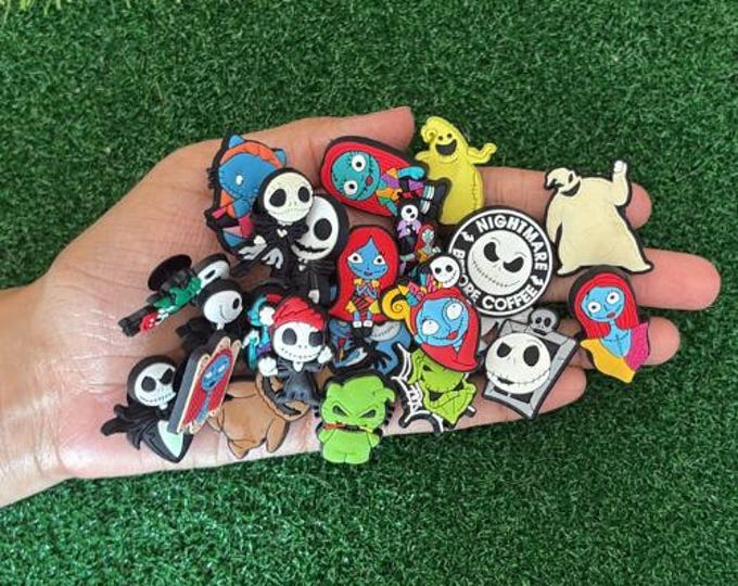 The Nightmare Before Christmas Charms Set - PVC Charms for Crocs, Shoes, Accessories - Jack Skellington, Sally, Halloween Gift