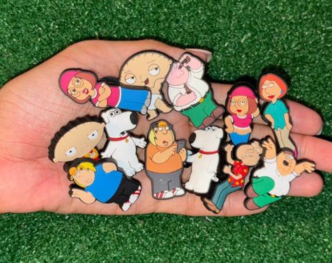 Family Guy Charms Set - PVC Charms for Crocs, Shoes, Accessories - Stewie, Peter, Lois, and More, Funny TV Show Gift, Family Guy Fan Gift