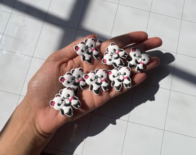 Panda Shoe Charms, Love Shoe Charms, Panda Gift, Love Shoe Accessories, Love Clog Charm, Love Romantic Gift, Love Gift, PVC Charms