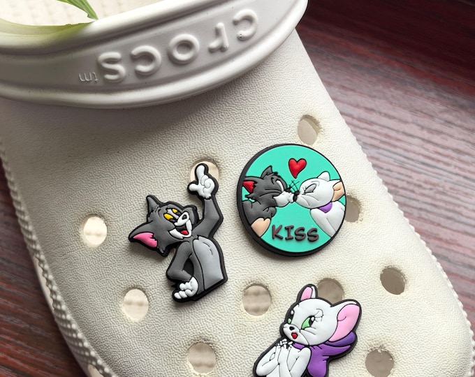 Tom and Toodles Galore Tom and Jerry Shoe Charm Cartoon Gift Cartoon Clog Charm Shoe Charm Tom and Toodles Galore Set
