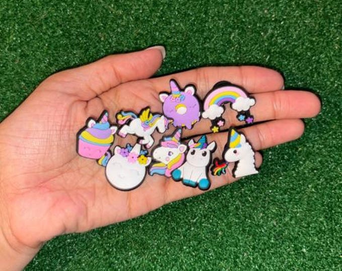 Unicorn Party Charms Set - PVC Charms for Crocs, Shoes, Accessories - Rainbow Unicorn Charms, Fun Gift, Kids Party Favor