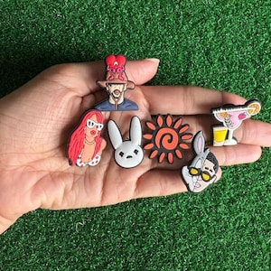 Bad Bunny & Karol G Charms Set - PVC Charms for Crocs, Shoes, Accessories - Reggaeton Fan Gift, Bad Bunny Karol G Gift
