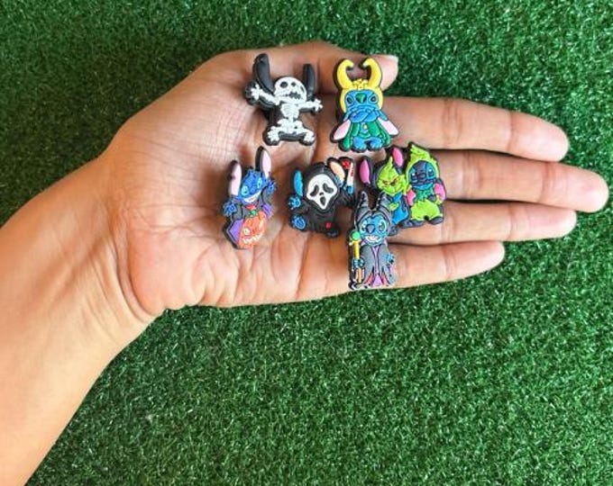 Stitch in Halloween Charms Set - PVC Charms for Crocs, Shoes, Accessories - Halloween Stitch Gift, Disney Halloween Charms