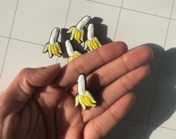 Funny Banana Penis Charm - PVC Charm for Crocs, Shoes, Accessories - Unique Gift, Fun Party Favor, Cheeky Charm Adult Shoe Charms