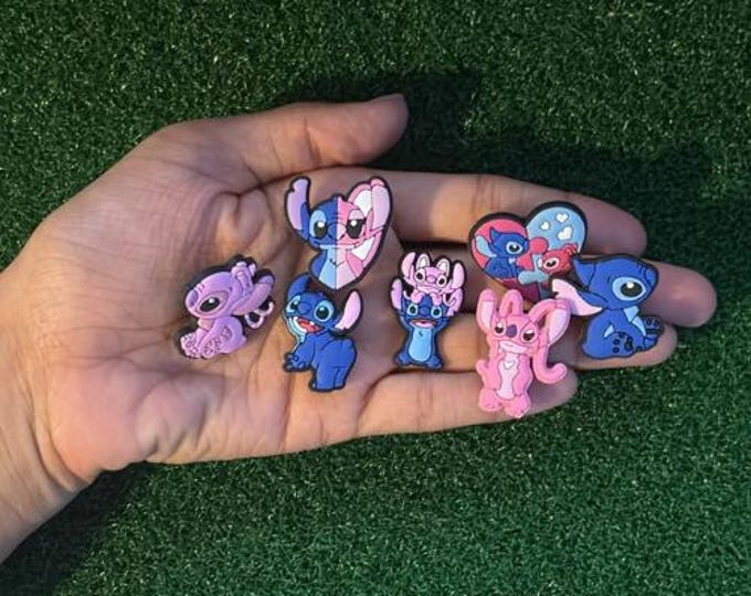 Stitch and Angel Charms Set - PVC Charms for Crocs, Shoes, Accessories - Disney Couple Charms, Lilo andStitch Gift, Cute Charm Set