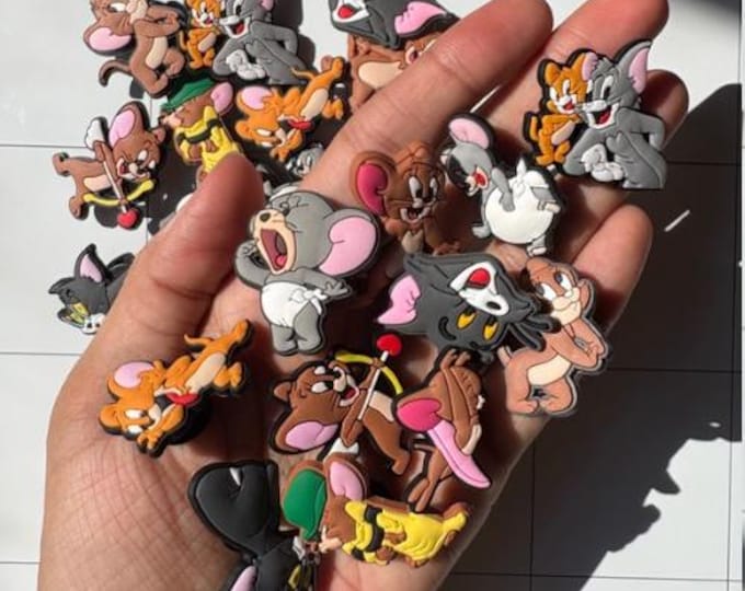 Tom & Jerry Shoe Charms, Animal Shoe Charm, Cartoon Gift, Cartoon Shoe Accessories, Cartoon Clog Charm, Animal Gift, Cartoon Gift, PVC Charm