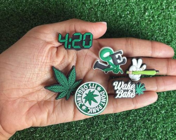 420 Weed Charms Set of 6 - PVC Charms for Crocs, Shoes, Accessories - Cannabis Charms, Weed Lover Gift, Fun Stoner Accessories