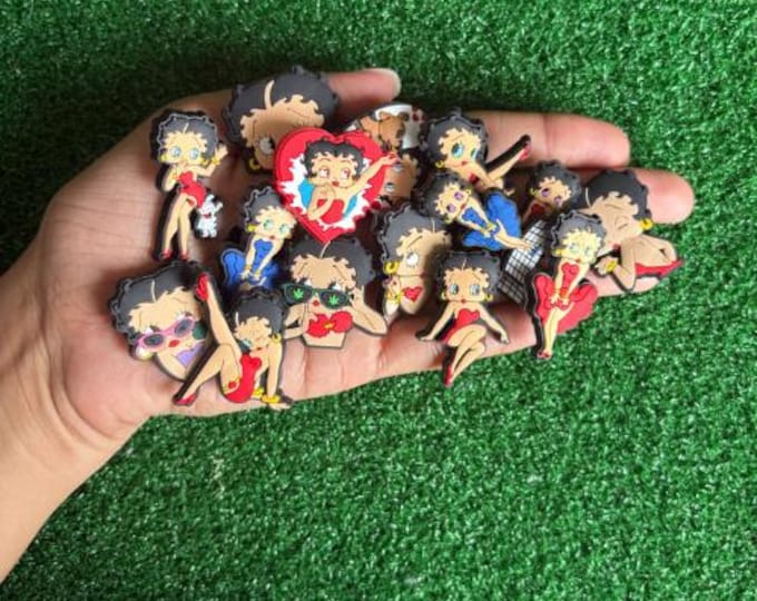 Betty Boop Charms Set - PVC Charms for Crocs, Shoes, Accessories - Retro Gift, Vintage Charm Set, Betty Boop Fan Gift