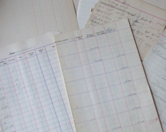 Vintage Ledger Paper - a Dozen 6 blank & 6 used