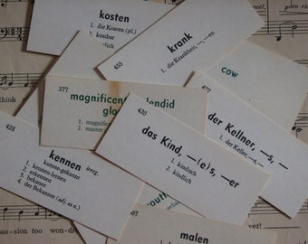 35 Vintage Language Flashcards - German, English, Latin, French, Japanese Spanish -n- Russian