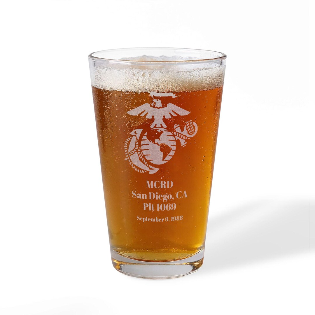 Personalized USMC Pint Glass | Engraved Marine Corps EGA Beer Glass - Etsy