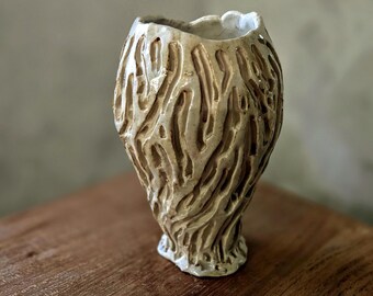 Tall Handmade Vessel with Organic pattern