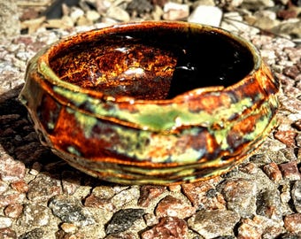 Handmade Glazed Bowl: Carved Ceramic Dish (3x3x3 inches)