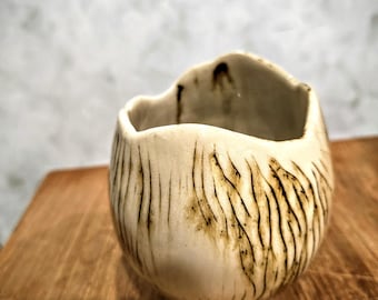 Handmade Ceramic Cup: Glossy Organic Form