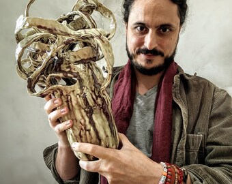 Handmade Sculptural Vessel: Disintegrating organelle.