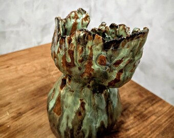 Handmade Sculptural Vase, "Decaying Hourglass"