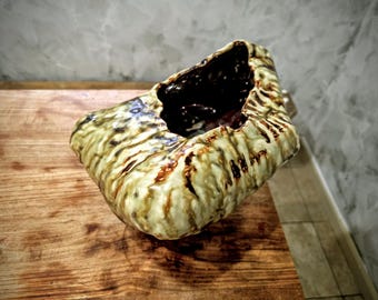 Handmade Sculptural Vase: "Green Organelle"