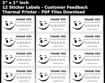 Review Request Stickers: 2x1" Feedback Labels for Thermal Printers (PDF Download)