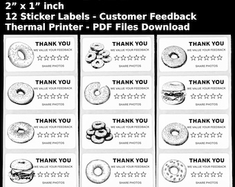 Bagel Review Stickers: 2x1" Feedback Labels (Thermal Print, PDF Download)