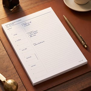 Hourly Desk Planner Pad, 7am-7pm Schedule, Calls & Notes (5x8 or Letter)