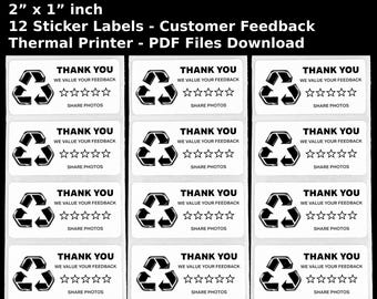 Review Request Stickers: Recycle Logo, 2x1" Rectangle (Digital Download)
