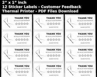 Review Request Stickers: Thermal Print Labels, 2x1 Rectangle (PDF Download)
